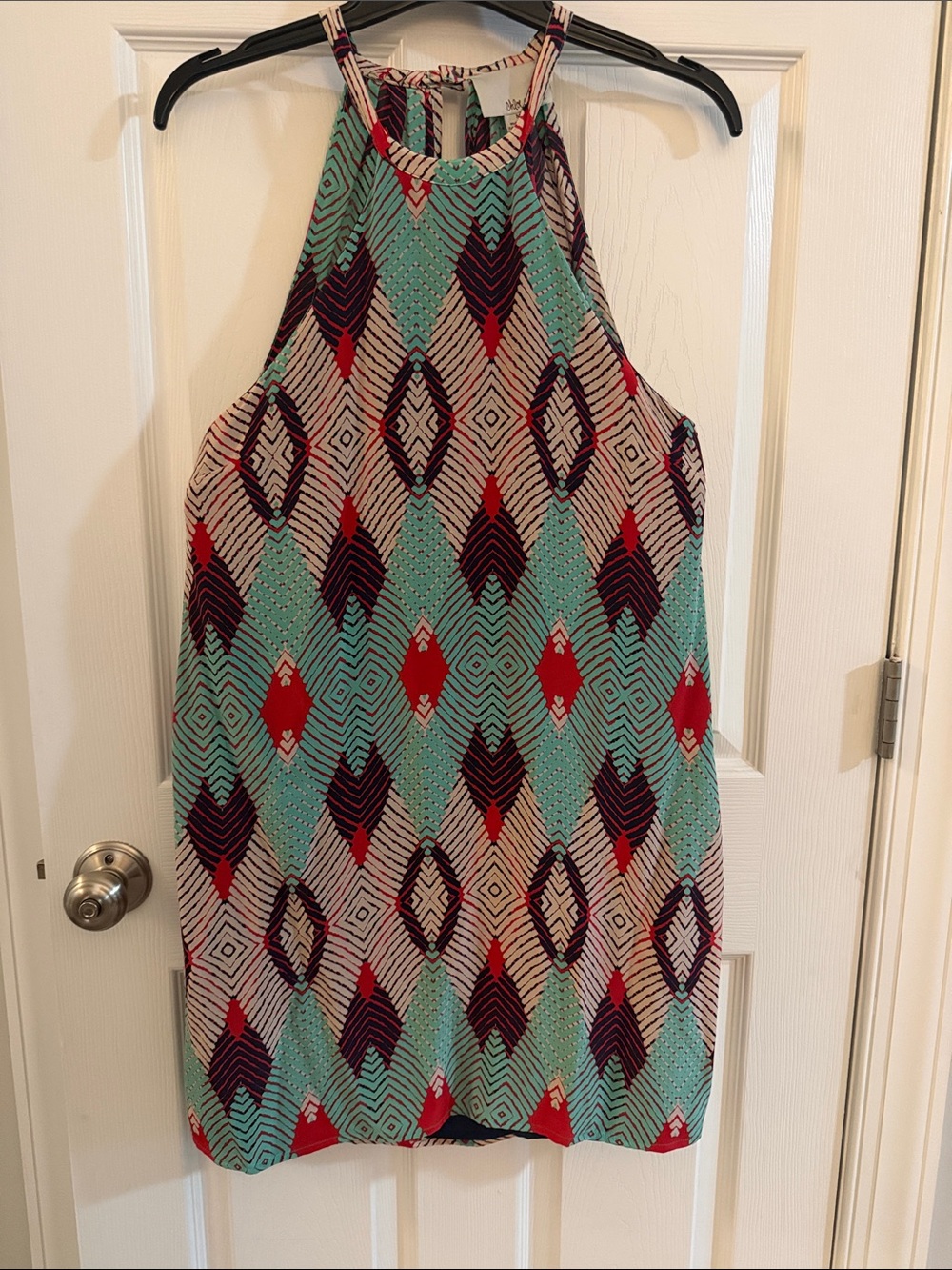 Chloe Oliver Mint Geometric Backless Halter Dress - Picture 1 of 5